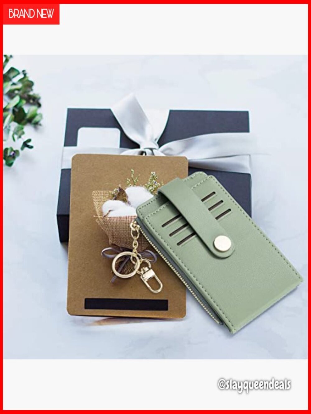 Slim RFID Blocking Wallet with Zipper Coin Pocket and Keychain - Picture 6 of 6